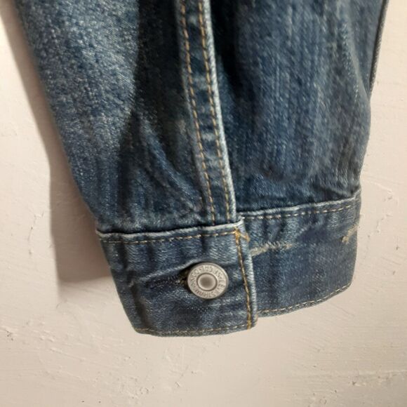 Levis Jean Jacket Adult Mens Large Blue Denim Trucker Work Blank Red Tab - Picture 4 of 10
